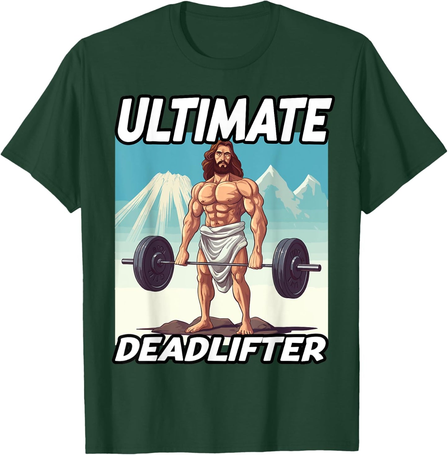 Funny Jesus Gym Workout Ultimate Deadlifter Jesus T-Shirt - T-Shirt | Forest