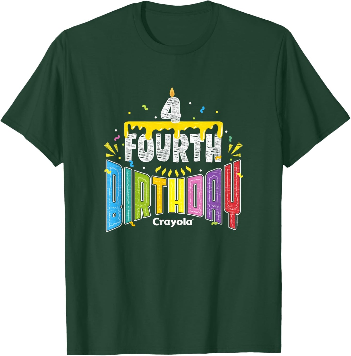 Crayola Fourth Birthday Colorful Celebration Cake Logo T-Shirt - T-Shirt | Forest