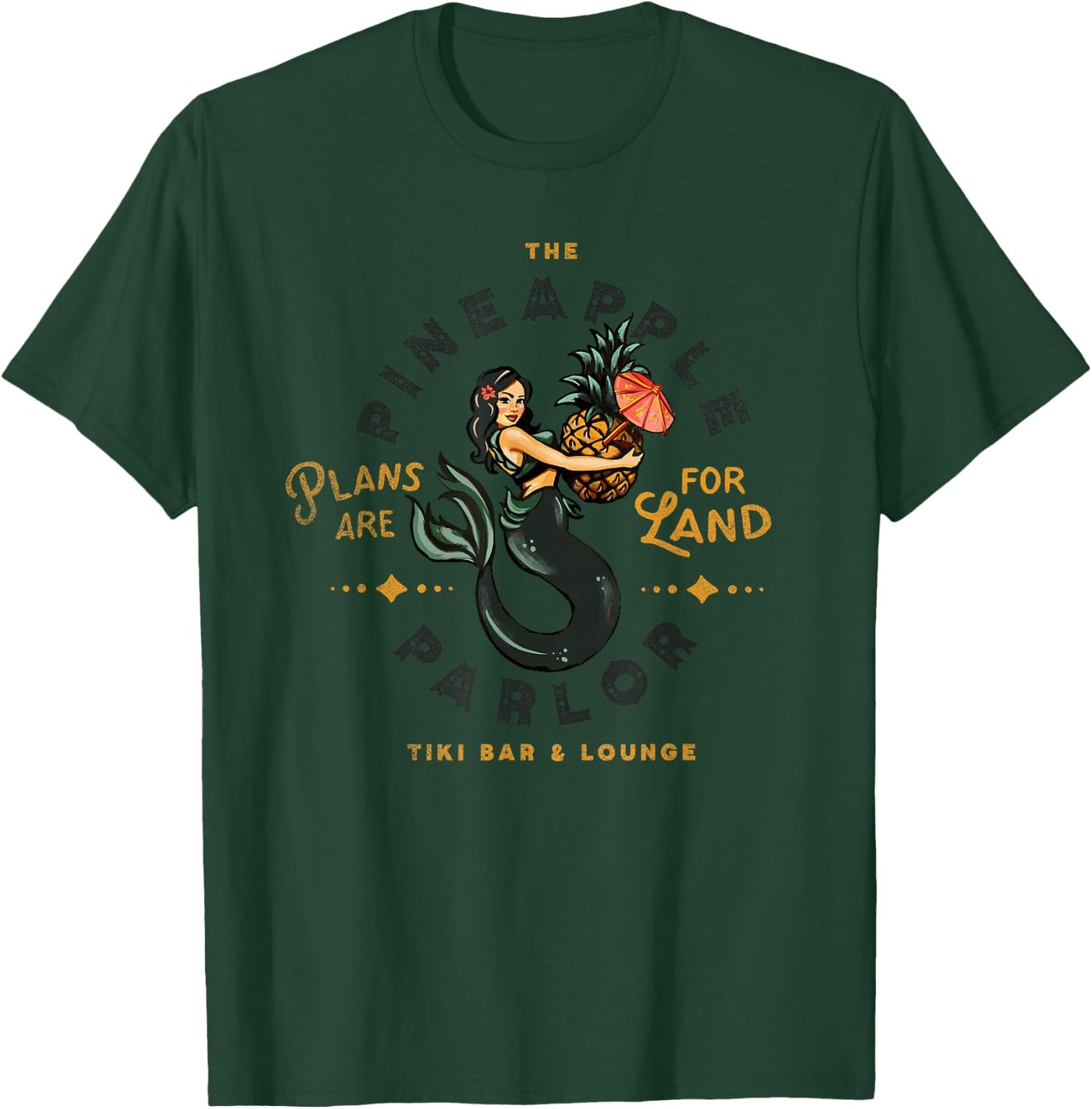 Fun Tiki Bar Tattoo Pinup: Tropical Pineapple Sailor Mermaid T-Shirt - T-Shirt | Forest