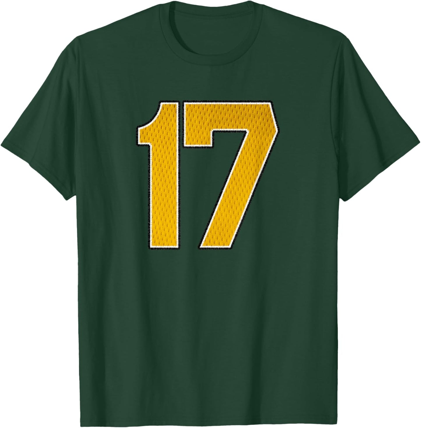 Gold Number 17 Athlete Sports Jersey Supporter Fanwear T-Shirt - T-Shirt | Forest