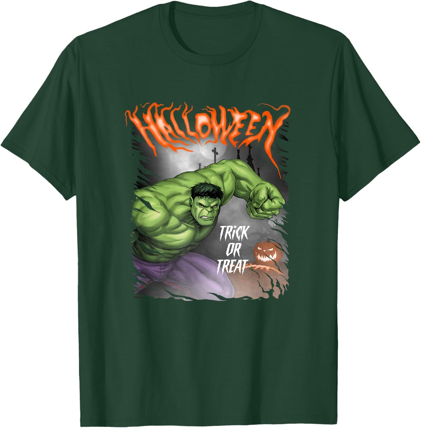 Marvel Comics Retro Classic Halloween Hulk Pumpkin Poster T-Shirt - T-Shirt | Forest