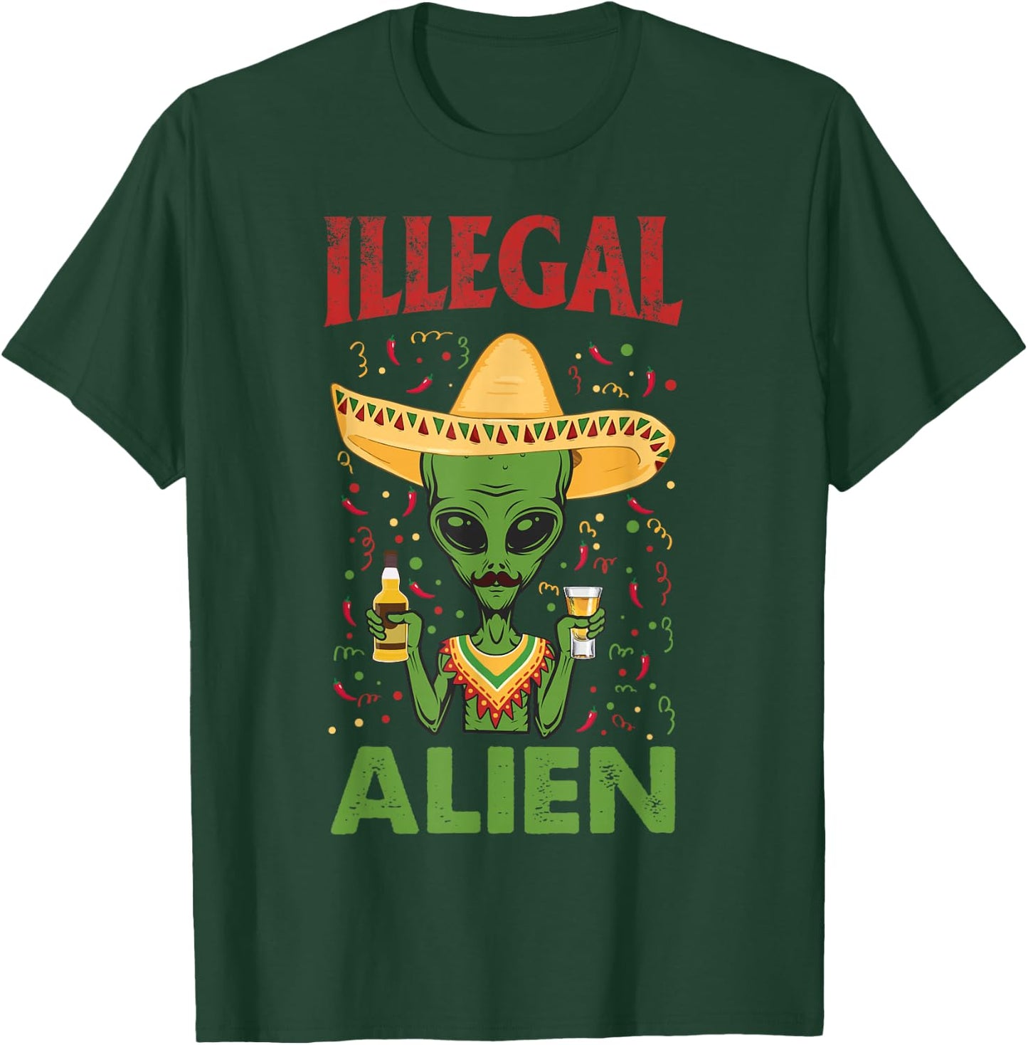 Funny Cinco De Mayo Illegal Alien Drinking T-Shirt - T-Shirt | Forest