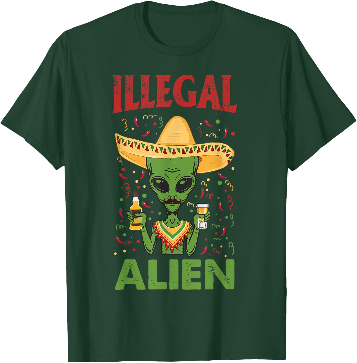 Funny Cinco De Mayo Illegal Alien Drinking T-Shirt - T-Shirt | Forest