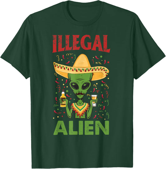 Funny Cinco De Mayo Illegal Alien Drinking T-Shirt - T-Shirt | Forest
