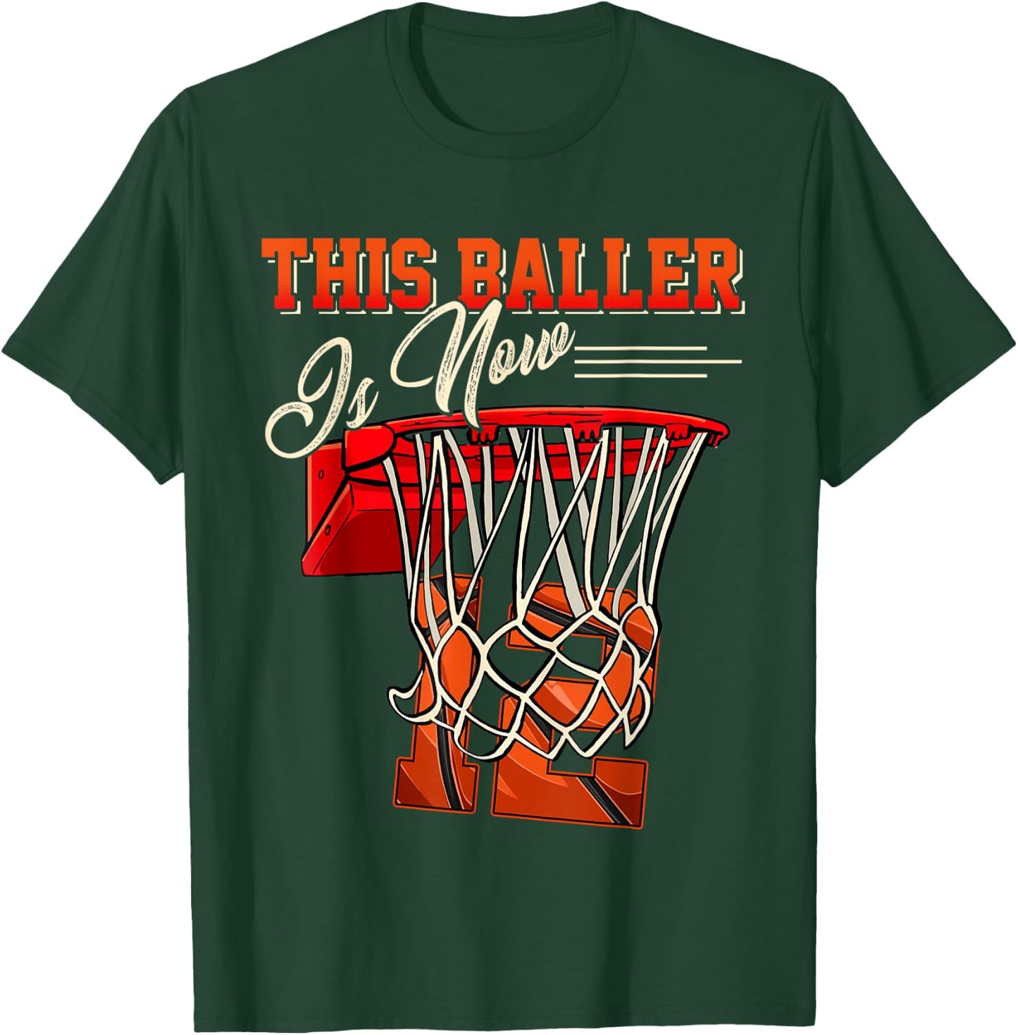 12th Birthday Shirt for Boy Basketball 12 Years Old Kid Gift T-Shirt - T-Shirt | Forest