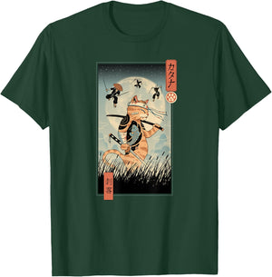 Cat Warrior the Last Fight Ukiyo-e Men Women Kids T-Shirt - T-Shirt | Forest