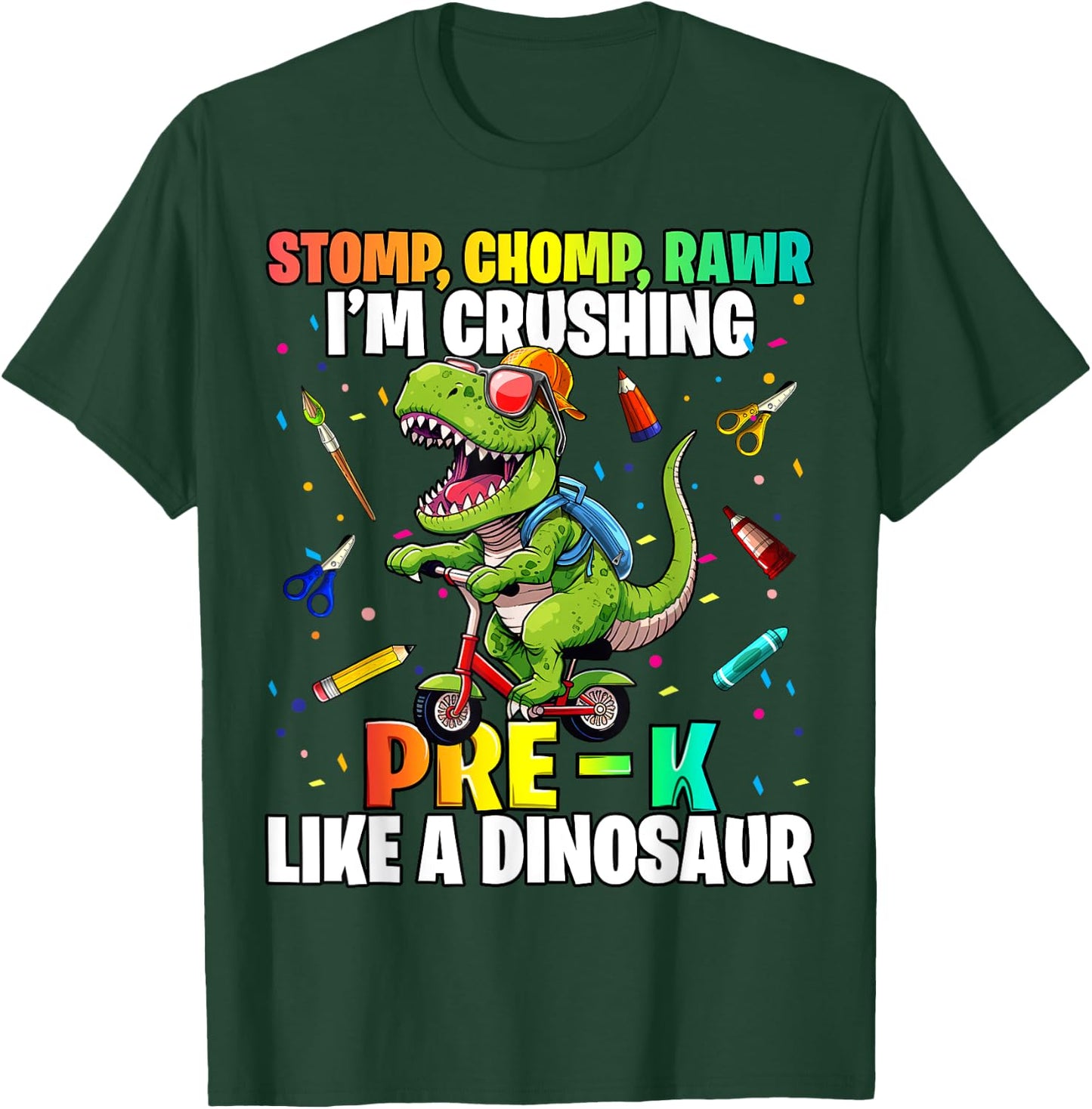 Dinosaur Pre-K Back to School First Day of School Boys T-Shirt - T-Shirt | Forest