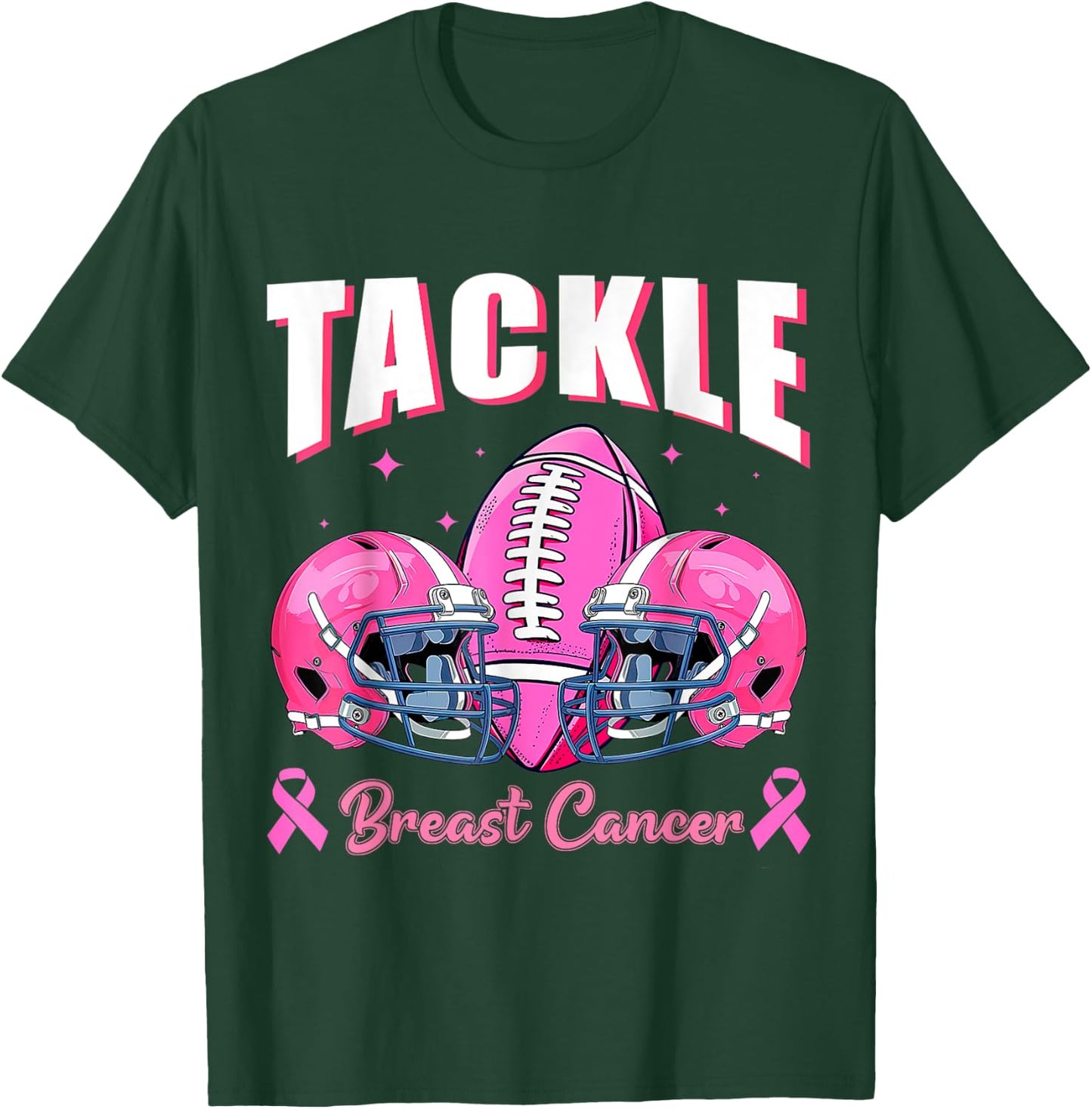 Tackle Breast Cancer Awareness Football Pink Ribbon Boys Kid T-Shirt - T-Shirt | Forest