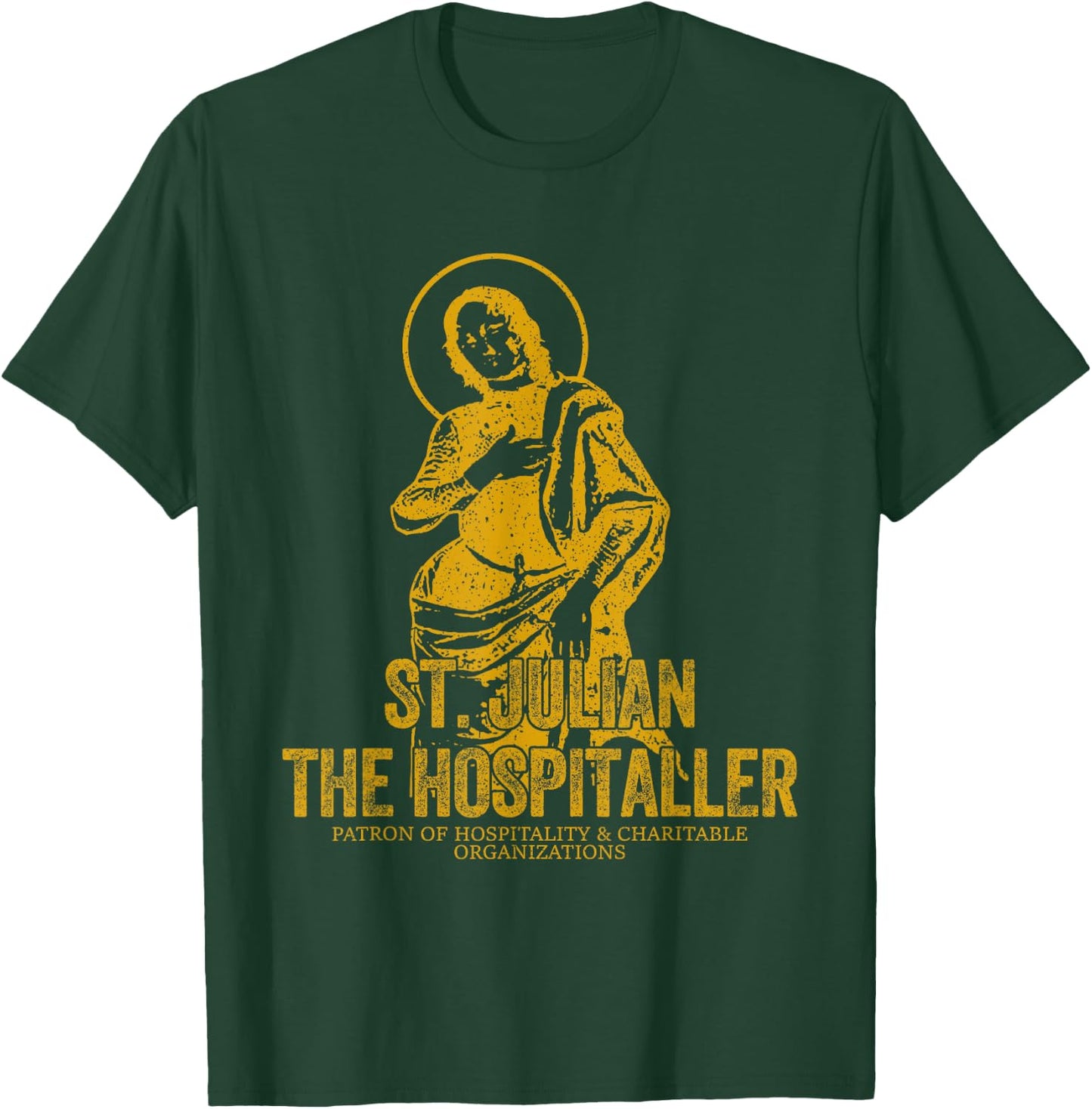 Catholicism Gold St. Julian The Hospitaller Christian Saint T-Shirt - T-Shirt | Forest