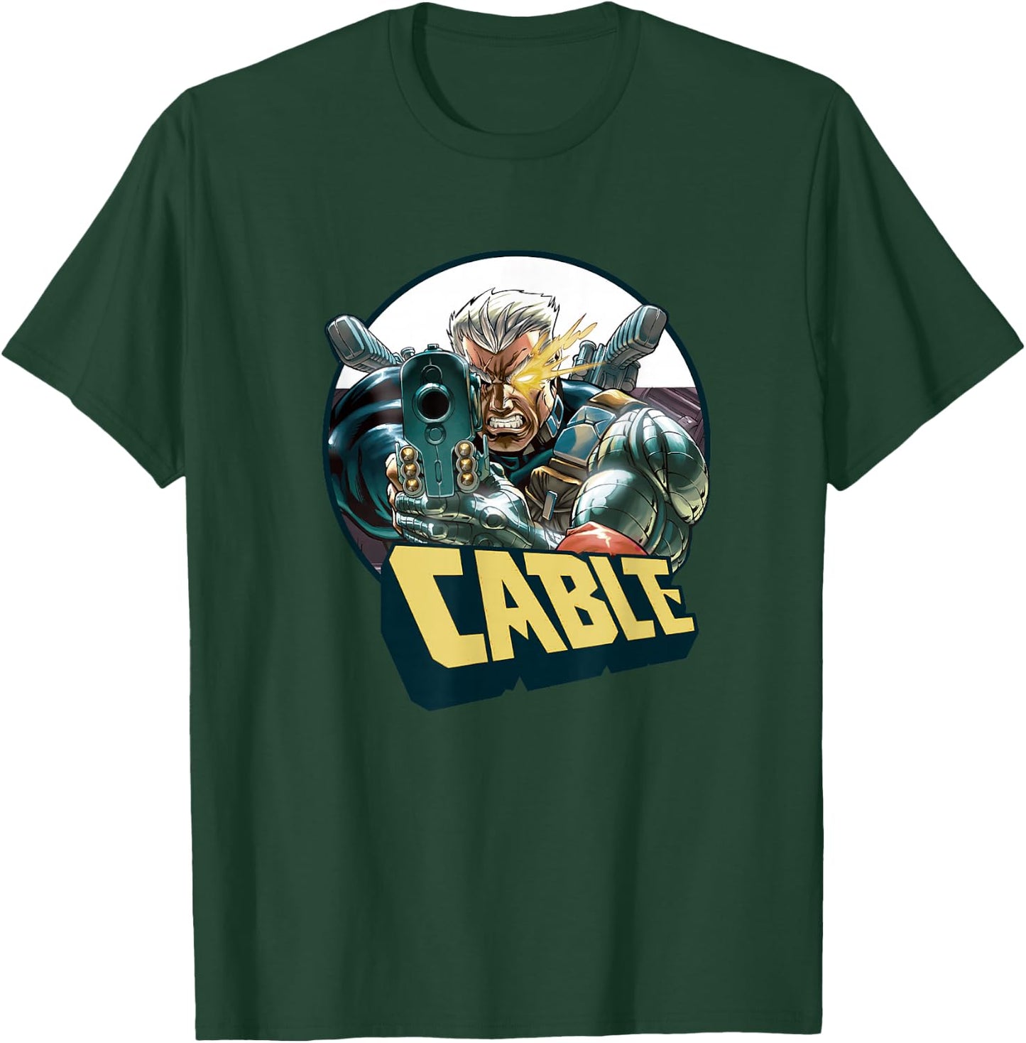 Marvel X-Men Cable Action Packed Circle Portrait T-Shirt - T-Shirt | Forest