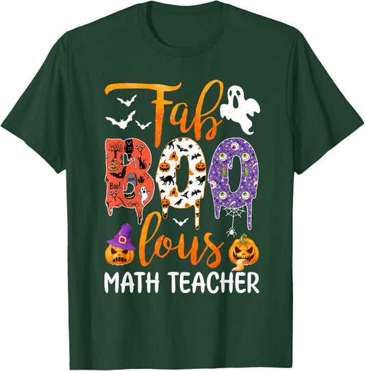 Fab Boo Lous Math Teacher Boo Ghost Halloween Math Teacher T-Shirt - T-Shirt | Forest