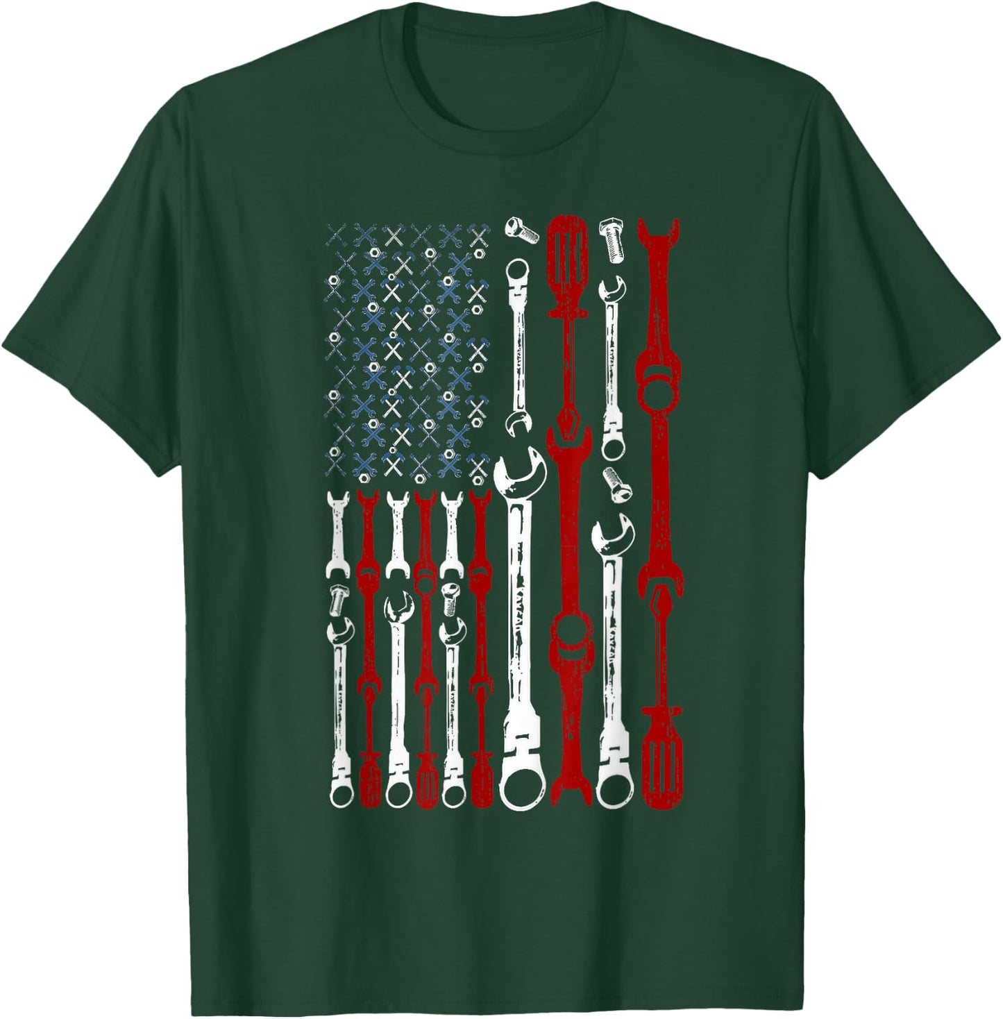 American Flag Mechanic Shirts Patriotic Mechanic USA Flag Kids Men T-Shirt - T-Shirt | Forest