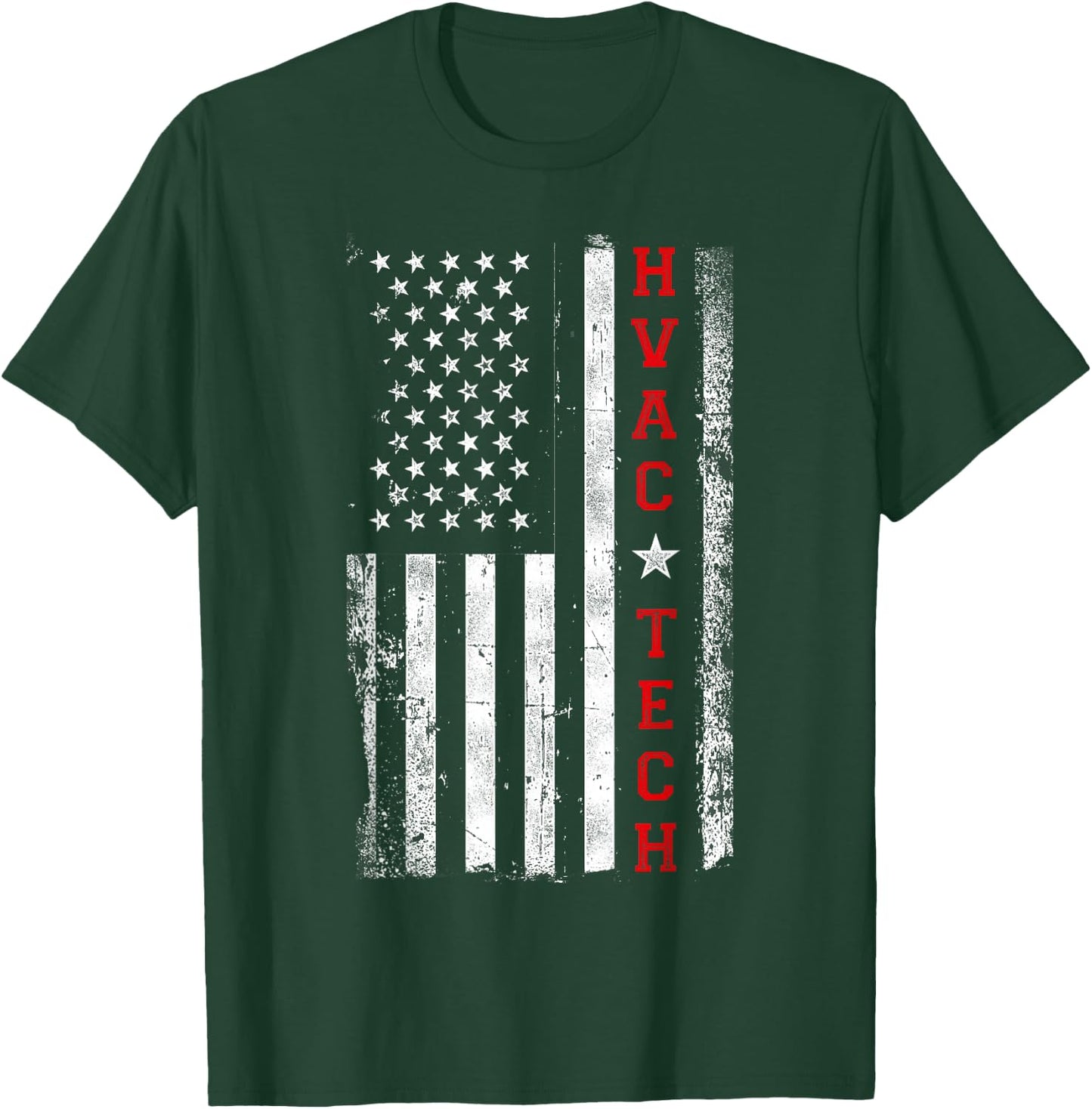 HVAC Technician Tech American Flag Vintage Hvac Technician T-Shirt - T-Shirt | Forest