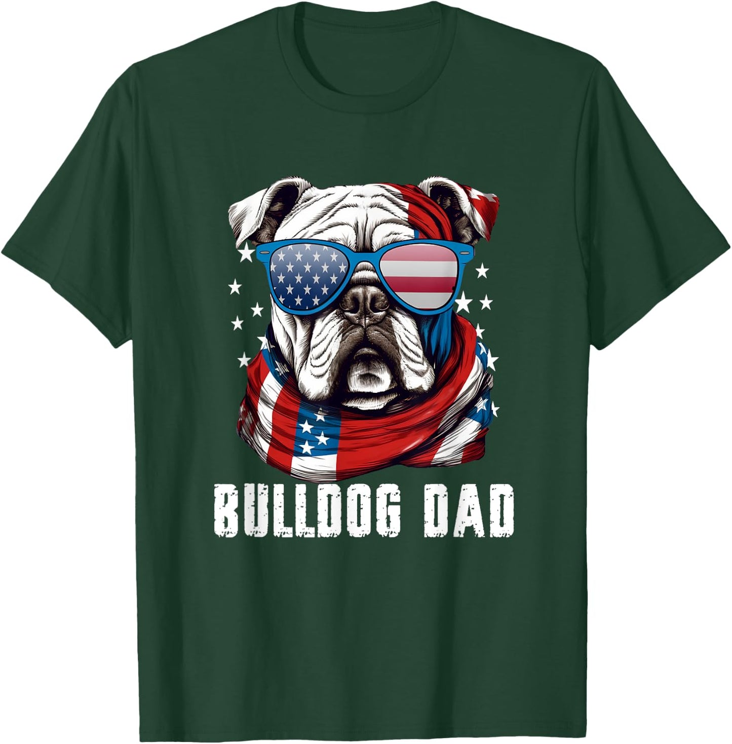 American Bulldog Dad USA Flag 4th of July Dog Father T-Shirt - T-Shirt | Forest