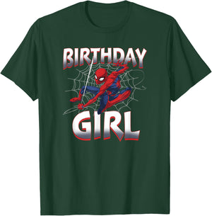 Marvel Spider-Man Birthday Girl Web Slinger T-Shirt - T-Shirt | Forest