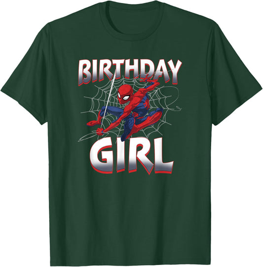 Marvel Spider-Man Birthday Girl Web Slinger T-Shirt - T-Shirt | Forest