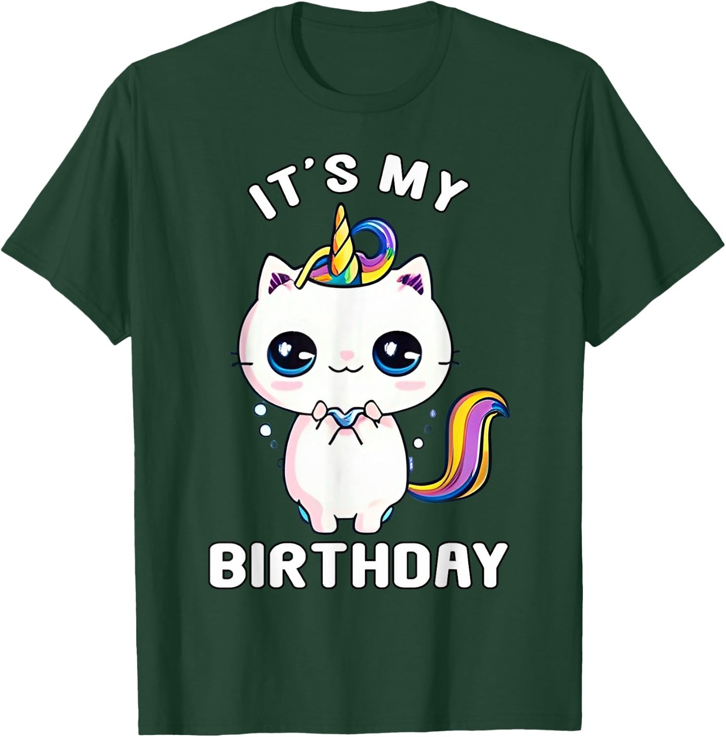 It's My Birthday Caticorn Meowgical Cat Kittycorn Unicorn Women Girls Kids T-Shirt - T-Shirt | Forest