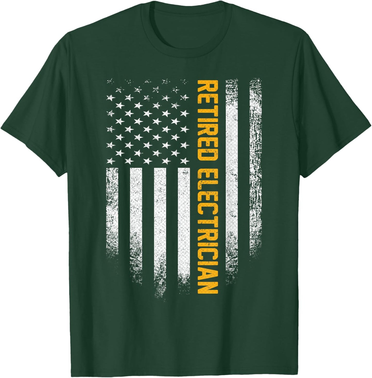Vintage USA Flag Retired Electrician Retirement Electrical T-Shirt - T-Shirt | Forest