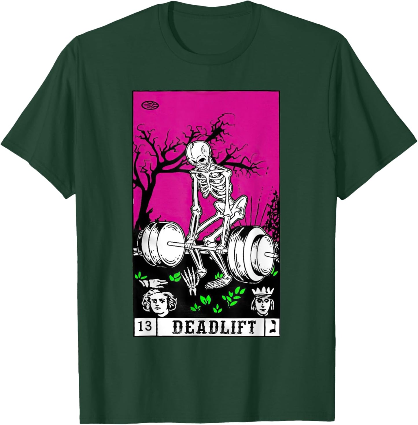 Tarot Card Funny Gym Deadlifts Workout Occult Reading Reader T-Shirt - T-Shirt | Forest