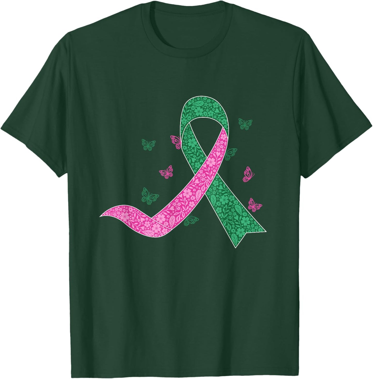 Liver and Breast Cancer October Cancer Awareness Support T-Shirt - T-Shirt | Forest