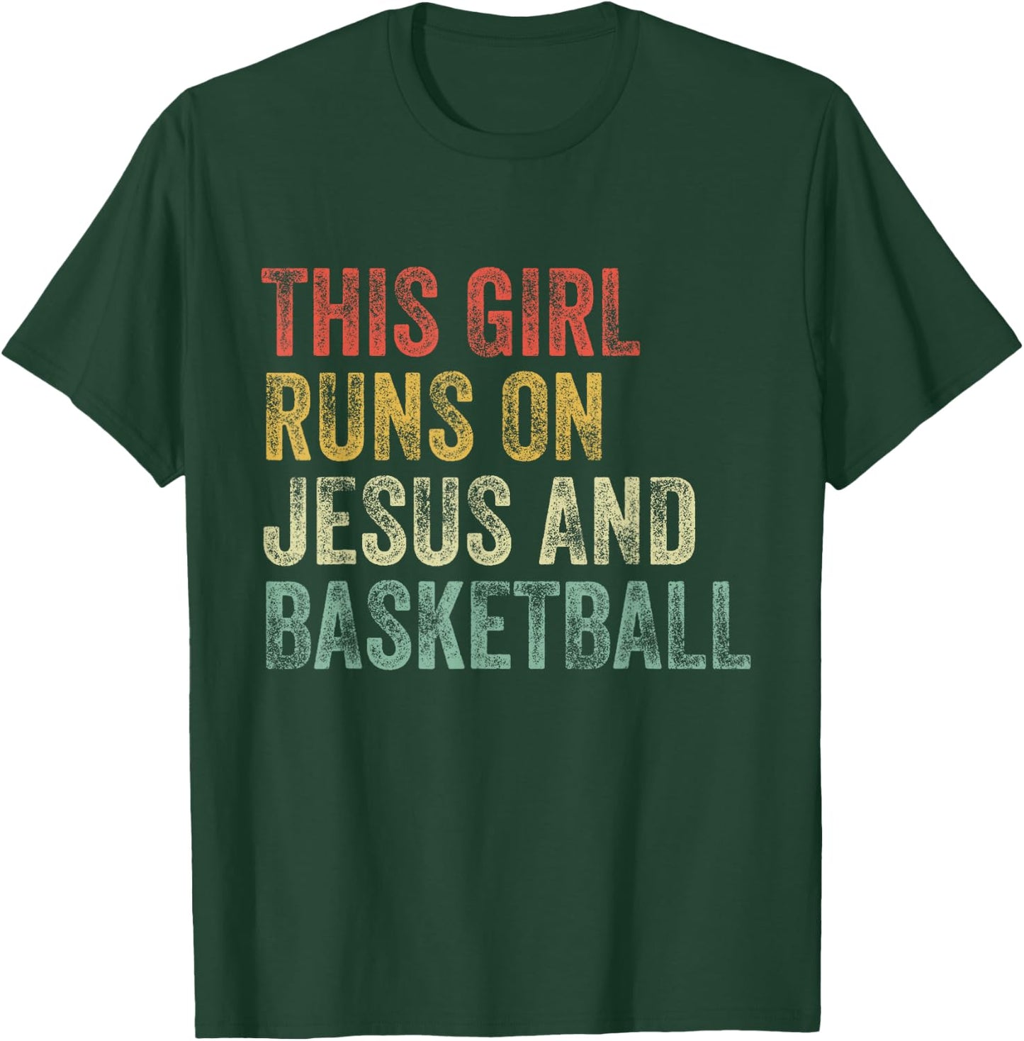 This Girl Runs On Jesus And Basketball Christian Vintage T-Shirt - T-Shirt | Forest
