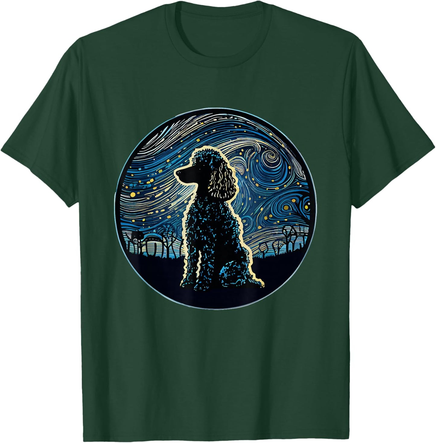 Poodle Starry Night Van Gogh Poodle Mom Dad Owner T-Shirt - T-Shirt | Forest