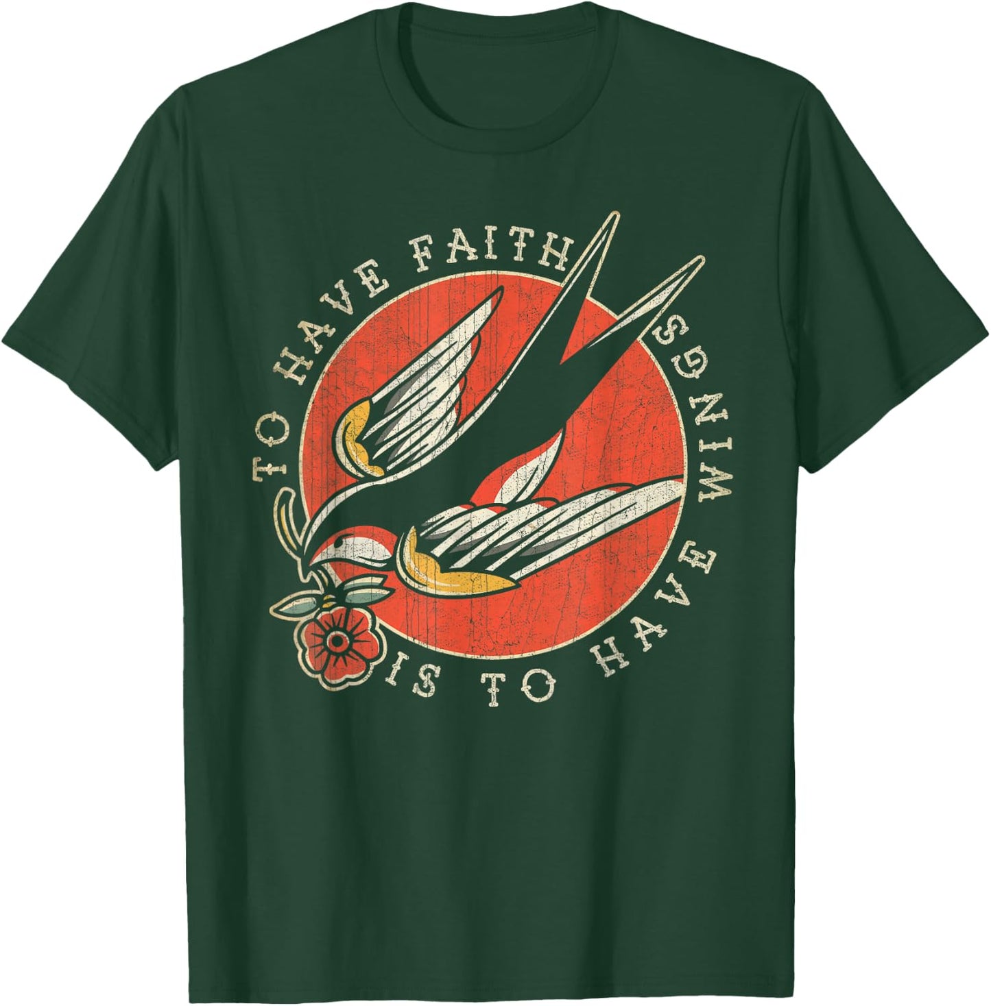 To Have Faith is to Have Wings, Old School, Swallow Tattoo T-Shirt - T-Shirt | Forest