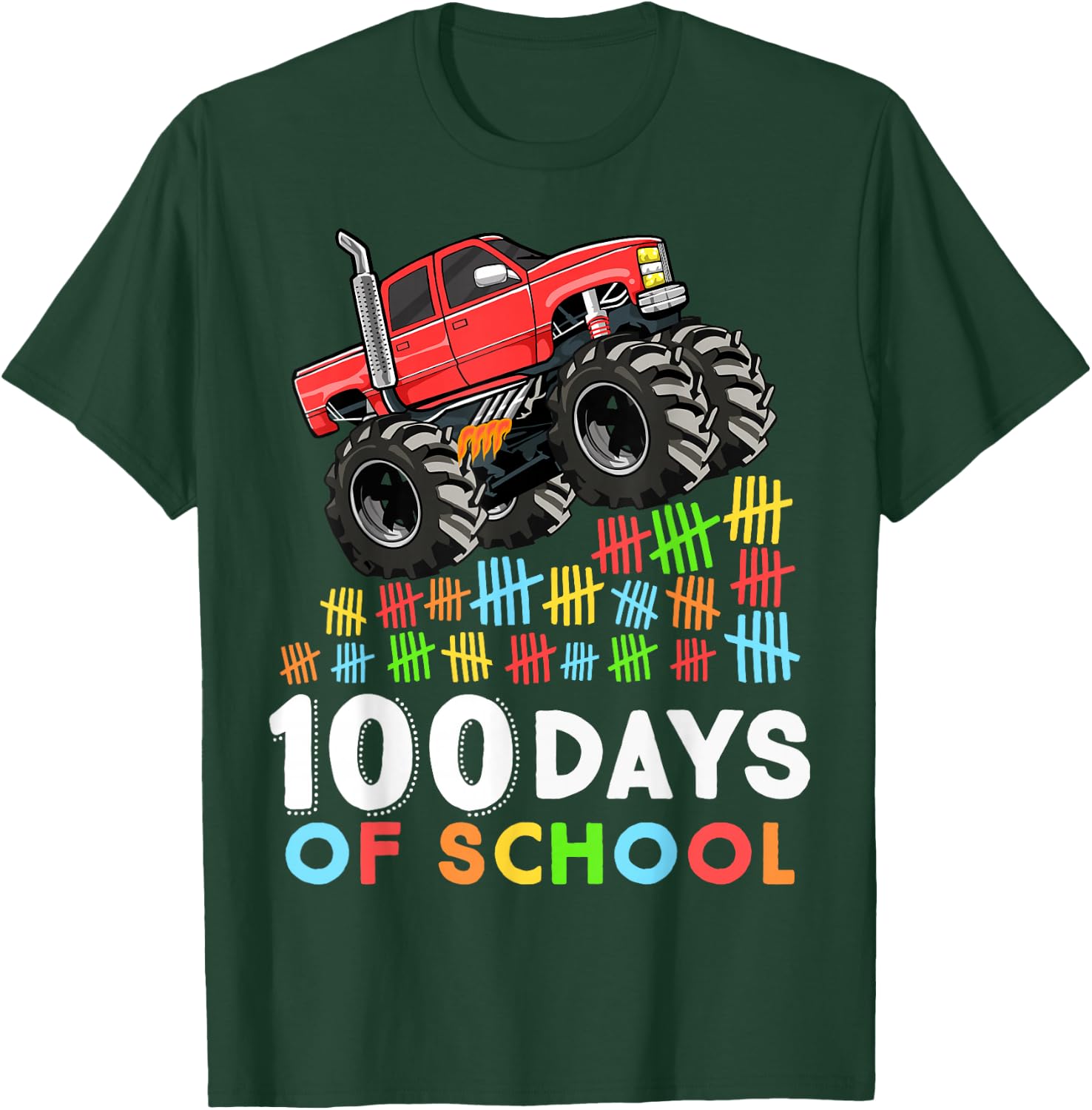 100 Days of School Monster Truck 100th Day of School Boys T-Shirt - T-Shirt | Forest