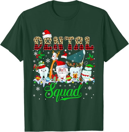 Dental Squad Christmas Santa Reindeer Elf Dental Tools T-Shirt - T-Shirt | Forest