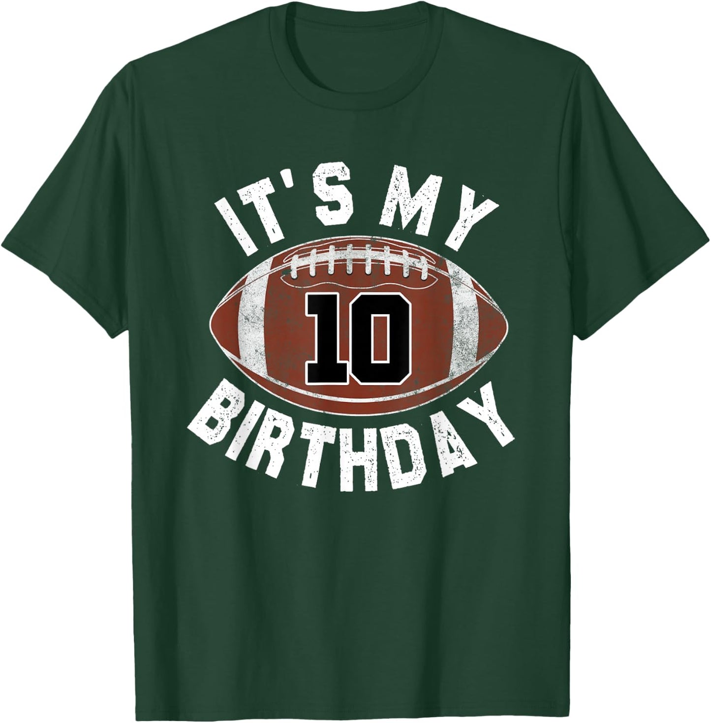 10th Birthday Football 10 Year Old Boy Sports Party Kids T-Shirt - T-Shirt | Forest