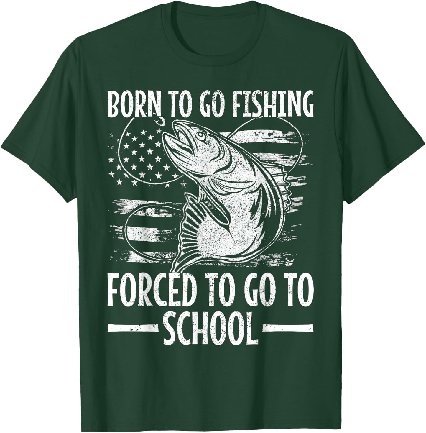 Born to Go Fishing Bass Fish Fisherman Boy Kid Funny Fishing T-Shirt - T-Shirt | Forest