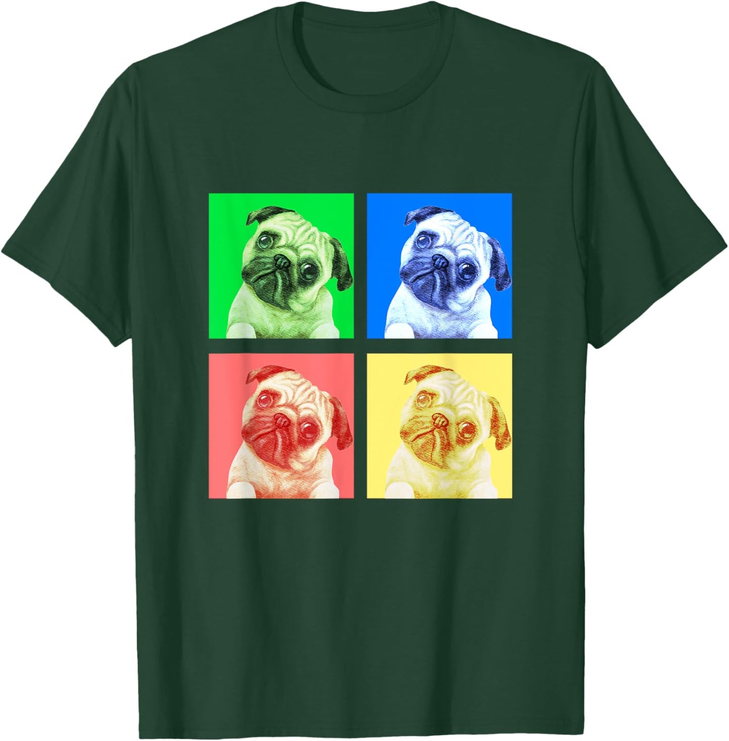 Cute Pug Dog Lovers Shirt Colorful Stylish Retro Boys Girls T-Shirt - T-Shirt | Forest