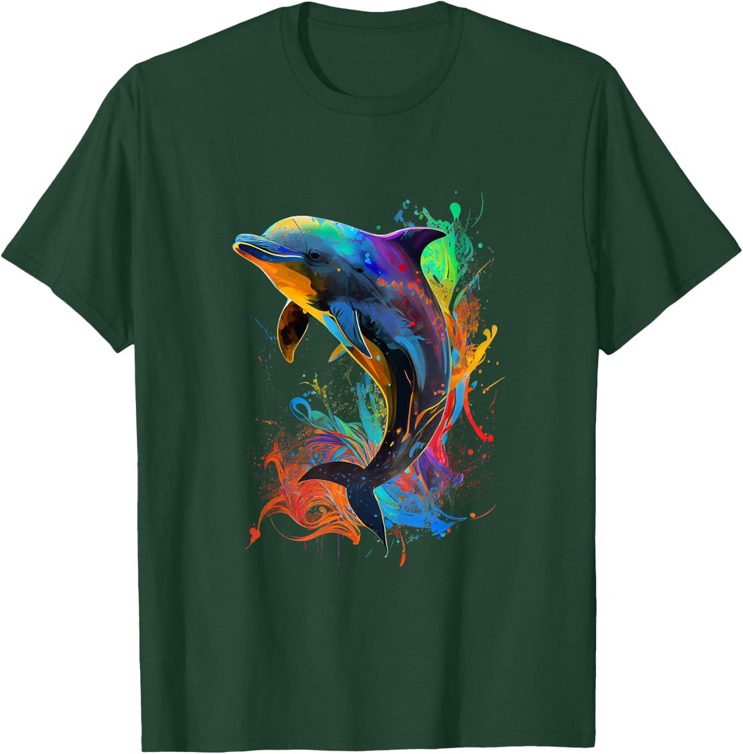 Cute Dolphin Design Colorful Pop Art Dolphin Lovers T-Shirt - T-Shirt | Forest