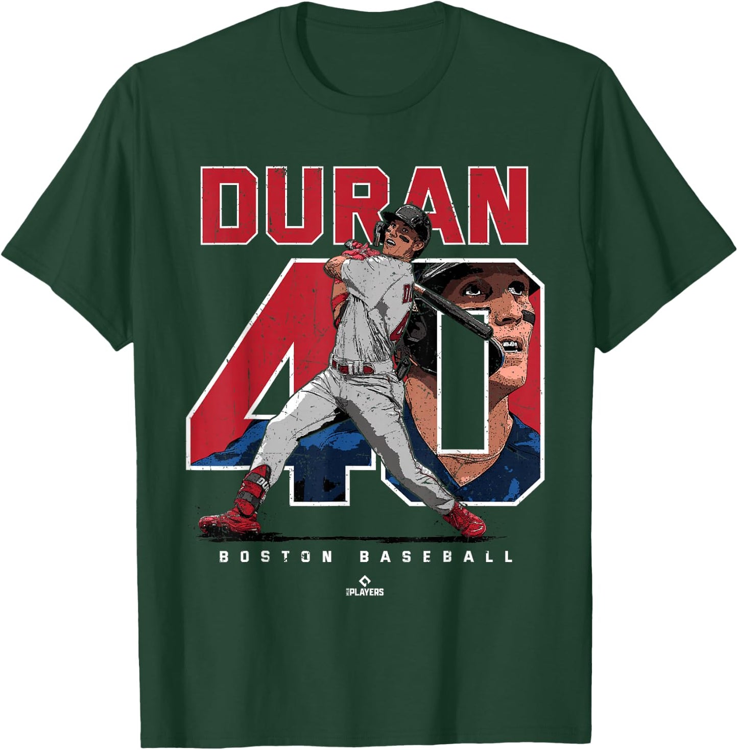 Number and Portrait Jarren Duran Boston MLBPA T-Shirt - T-Shirt | Forest