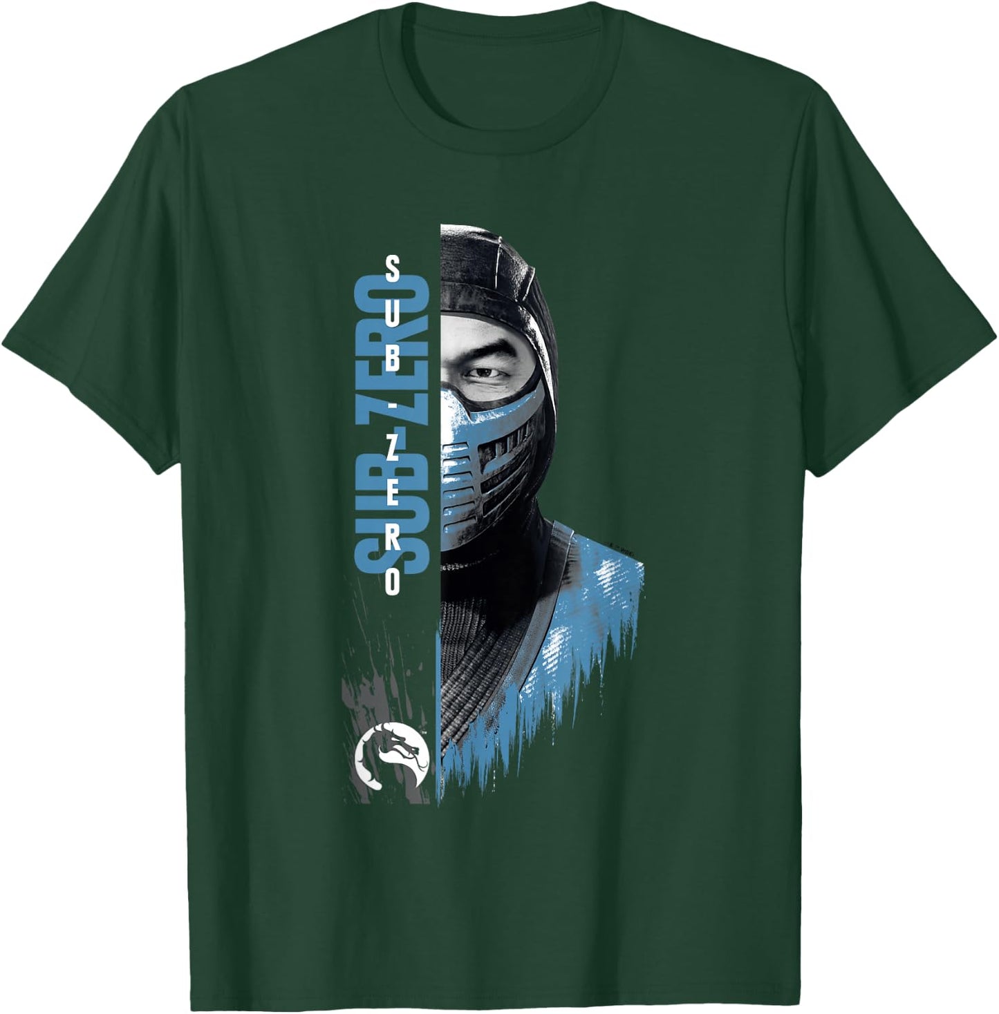 Mortal Kombat Klassic Sub-Zero Split Face Bust Portrait T-Shirt - T-Shirt | Forest