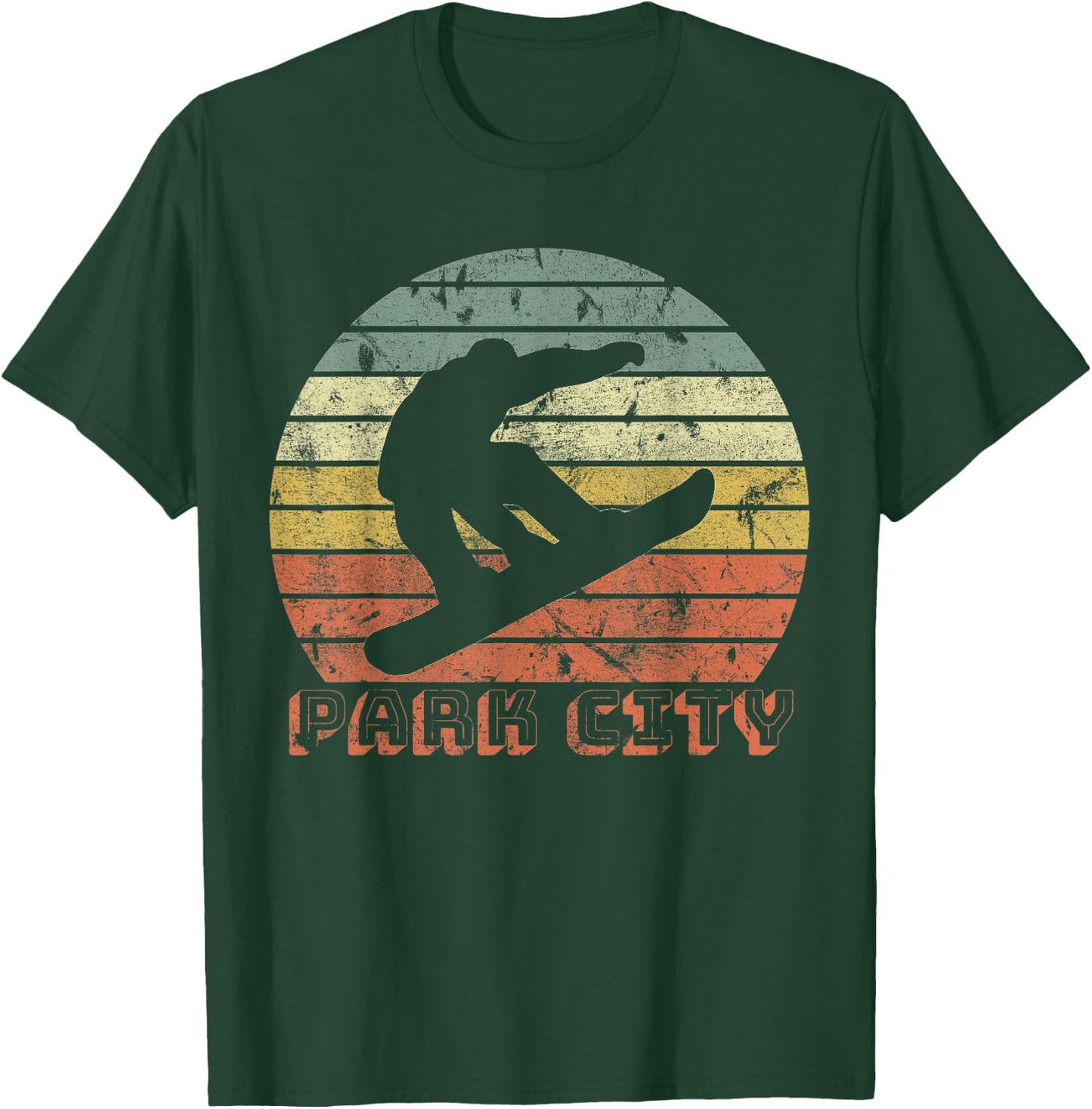 Park City Utah Snowboard Retro Sunset Vintage T-Shirt - T-Shirt | Forest