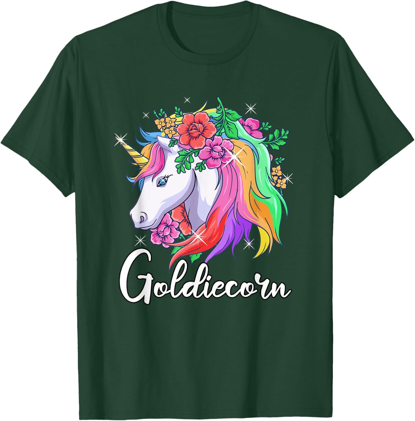 Cute Goldiecorn Personalized Name Unicorn Goldie T-Shirt - T-Shirt | Forest