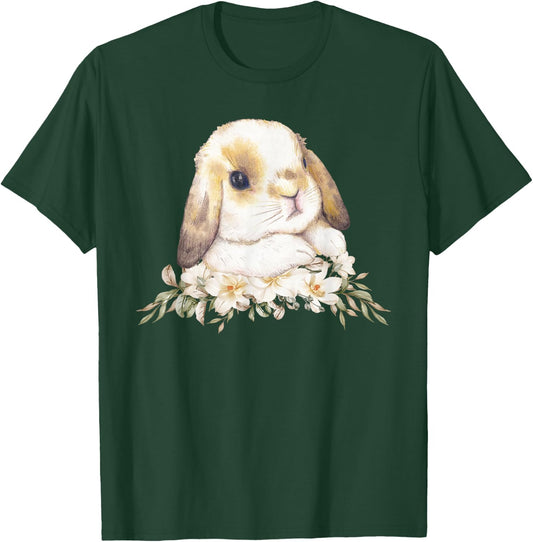 Adorable Rabbit Face Cute Bunny Holland Lop Lover T-Shirt - T-Shirt | Forest