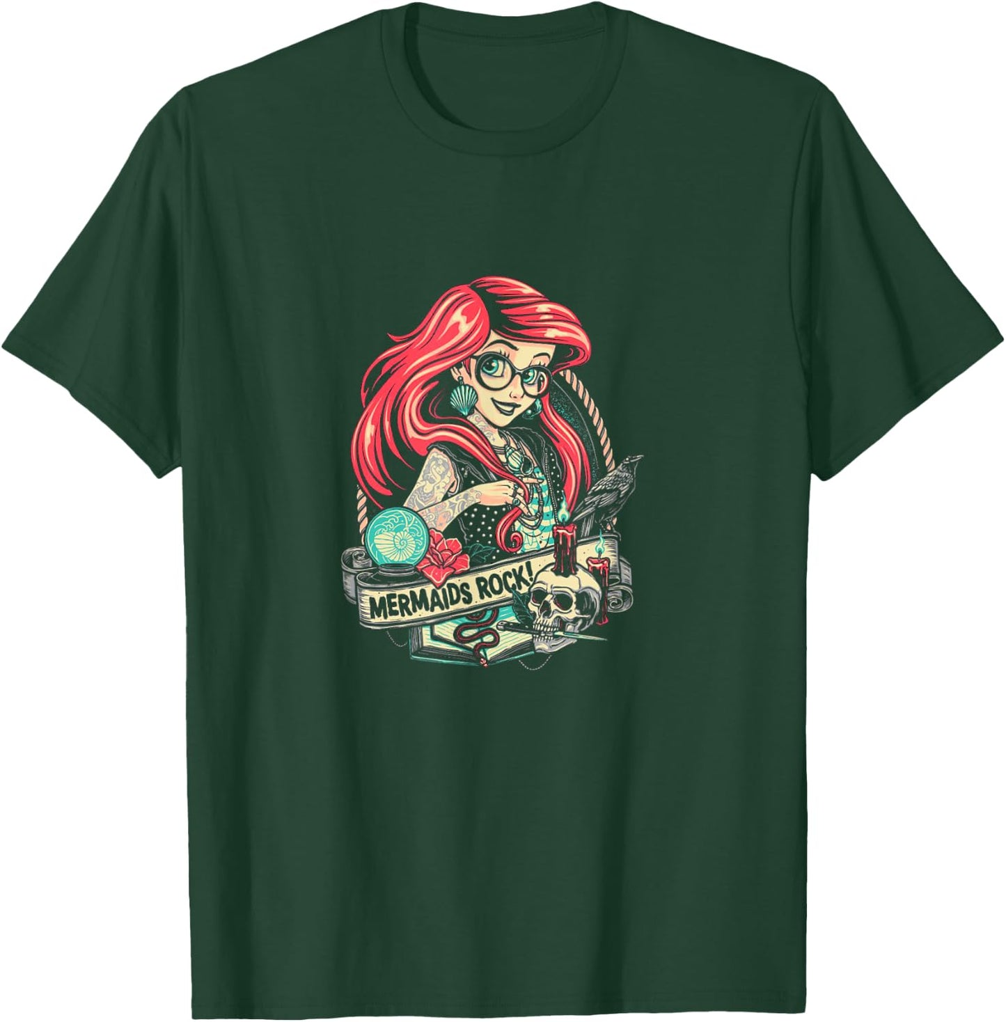 Mermaids Rock Gothic Dark Metal Goth Tattoos Girl Funny Gift T-Shirt - T-Shirt | Forest