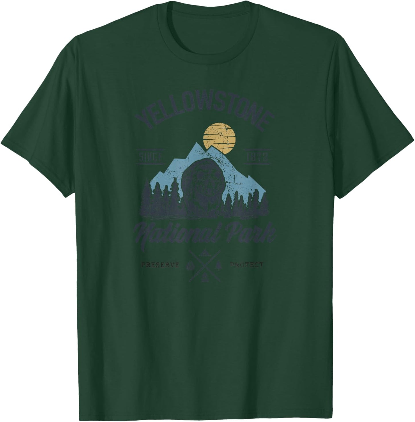 Vintage Retro Yellowstone National Park Hiking T-Shirt - T-Shirt | Forest