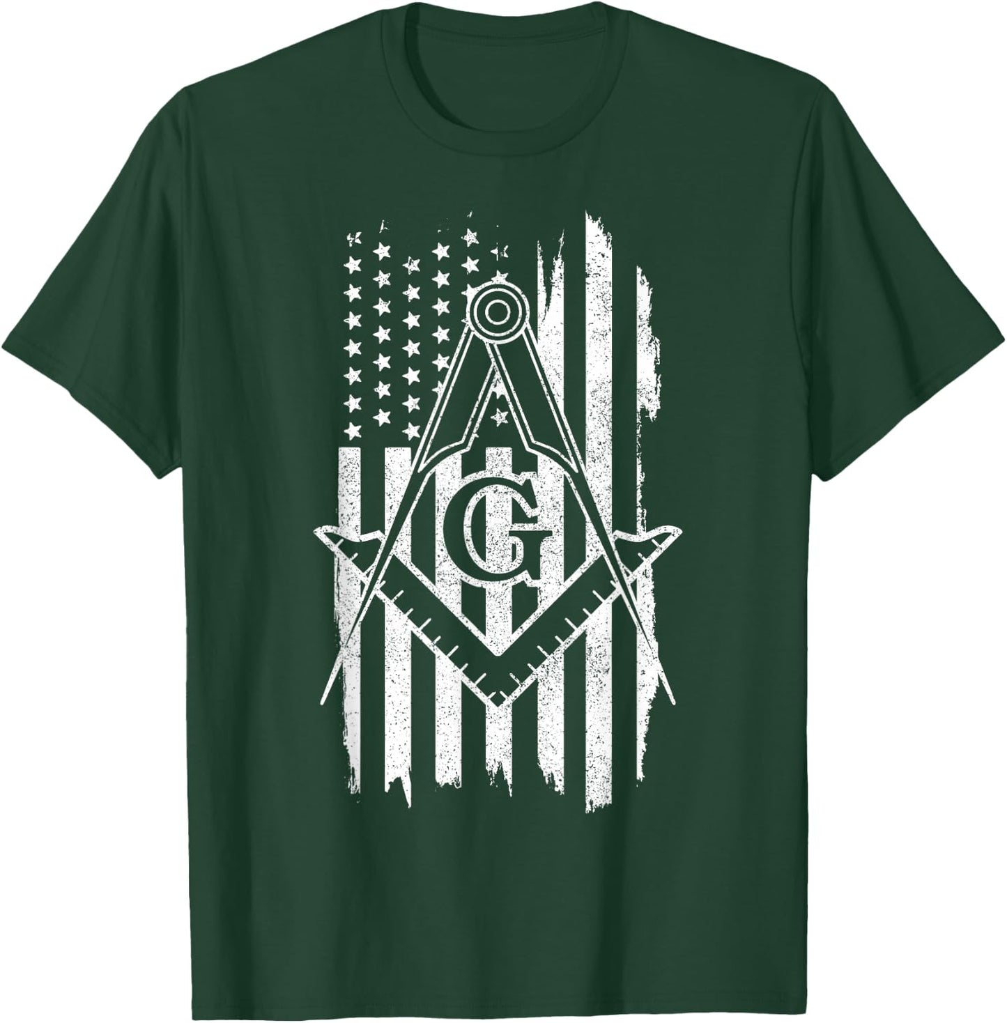 Patriotic Masonic American Flag T-Shirt - T-Shirt | Forest