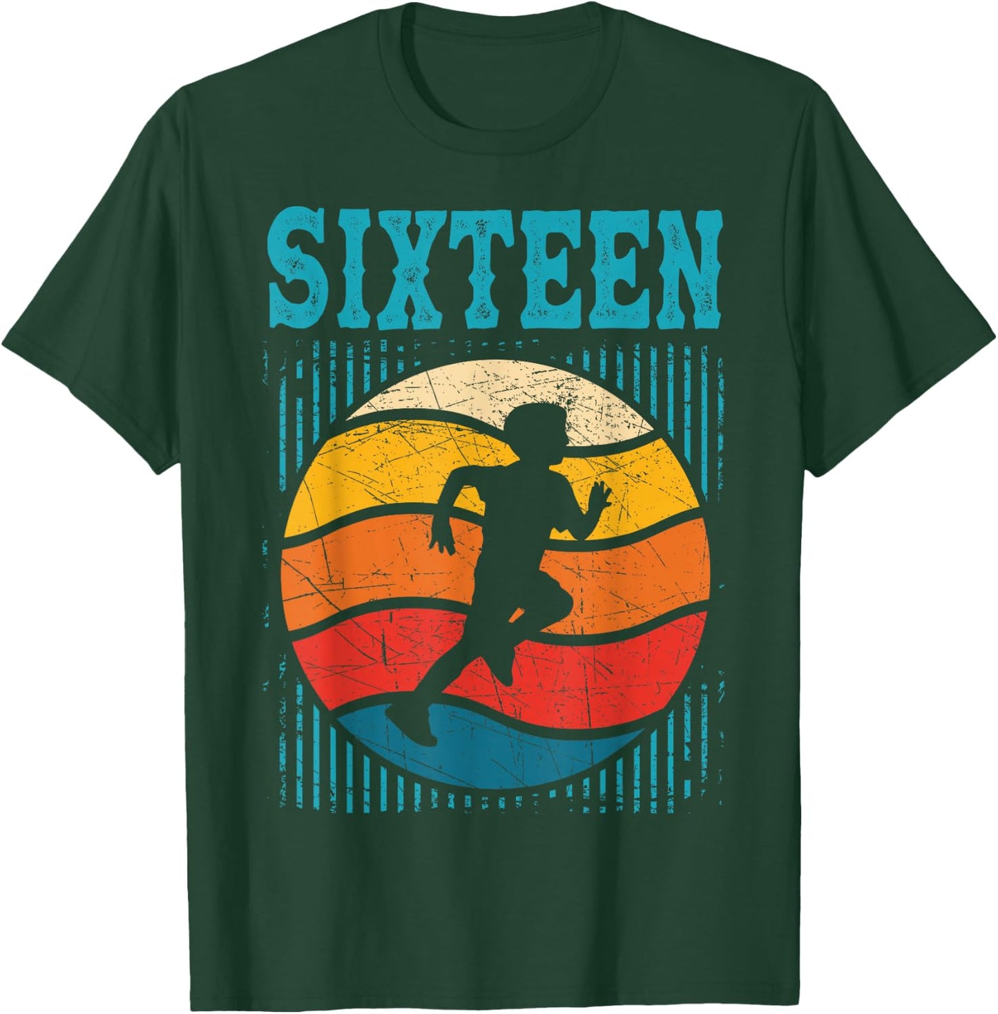 16th Birthday Retro Runner Jogging 16 Year Old Boys T-Shirt - T-Shirt | Forest