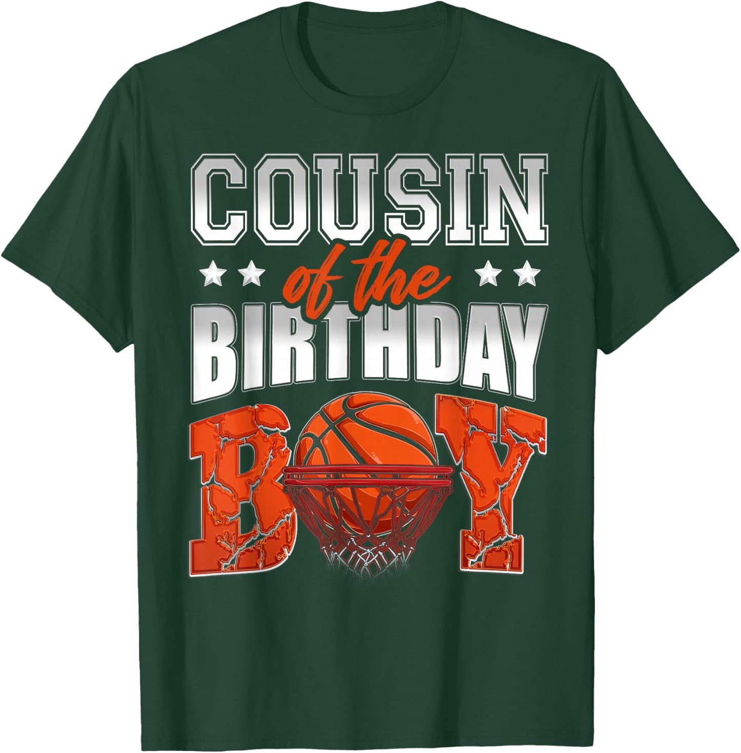 COUSIN Of The Birthday Boy Basketball Family Baller Party T-Shirt - T-Shirt | Forest