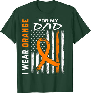 I Wear Orange For My Dad Kidney Cancer Awareness Flag Gifts T-Shirt - T-Shirt | Forest