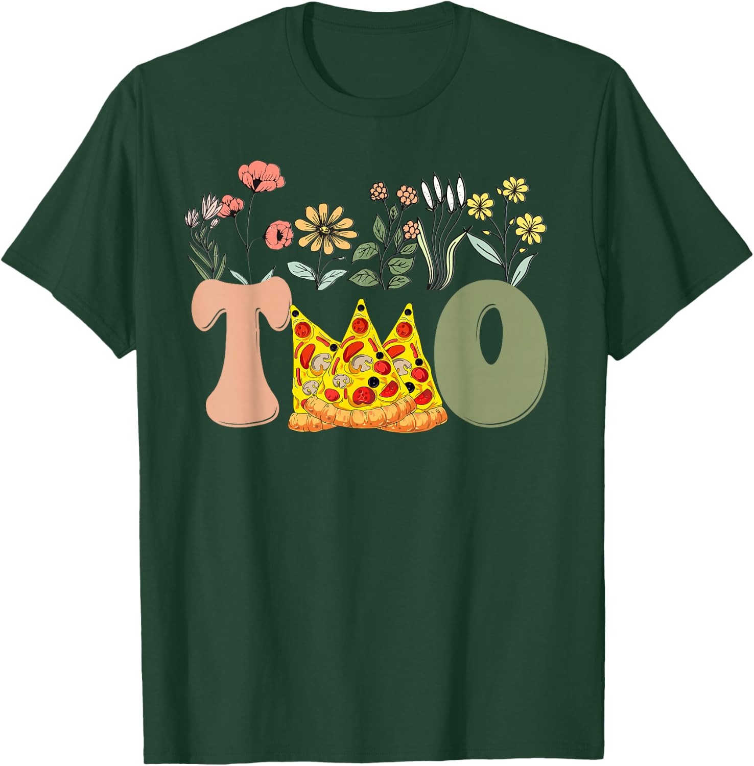 Second Birthday Pizza Theme 2nd Birthday Pizza Lover Party T-Shirt - T-Shirt | Forest
