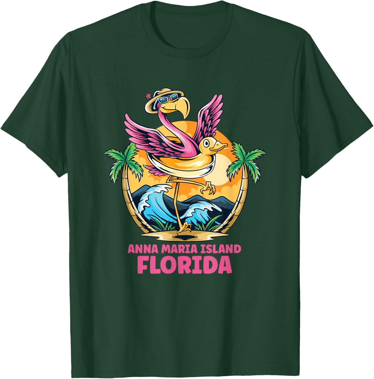 Anna Maria Island Florida Flamingo Beach Family Vacation T-Shirt - T-Shirt | Forest