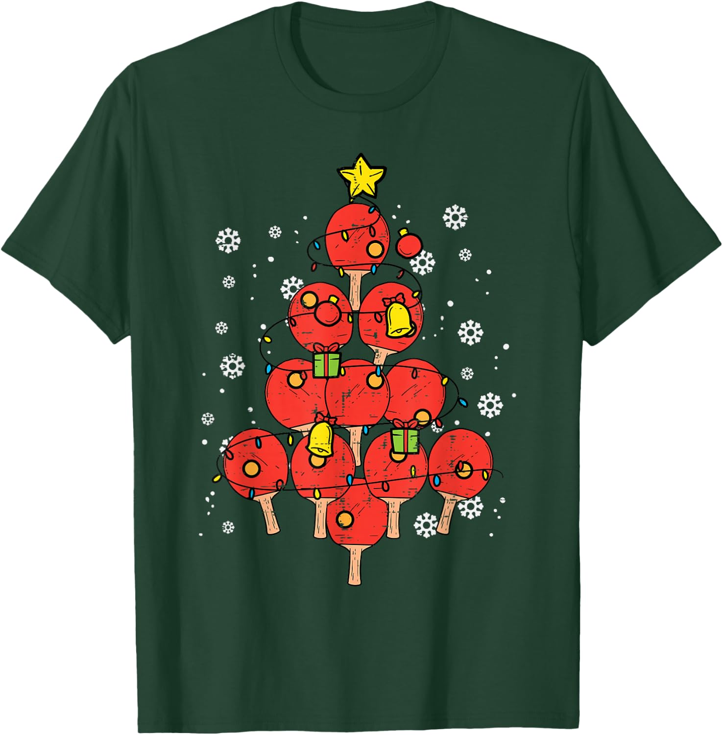 Ping Pong Christmas Tree Xmas Table Tennis Men Women Kids T-Shirt - T-Shirt | Forest