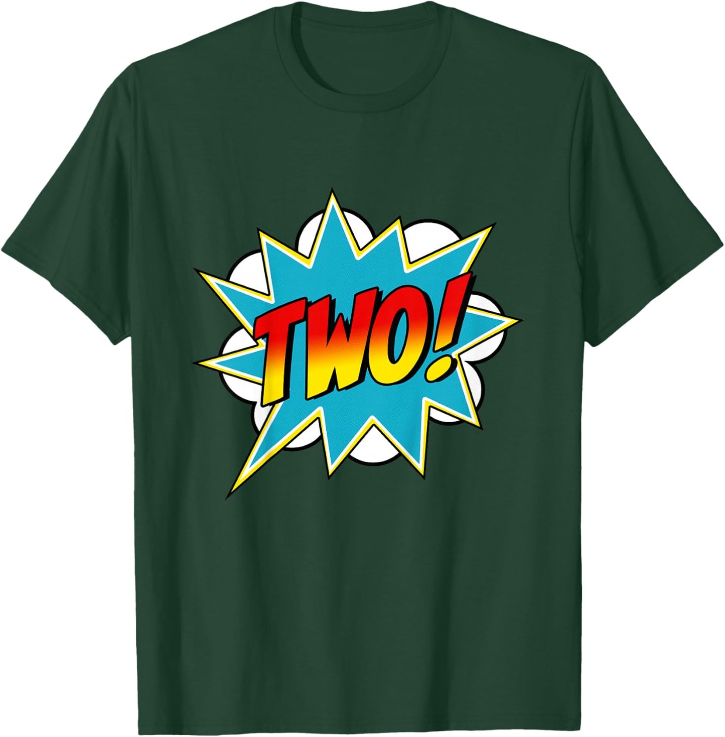 Two! 2nd Birthday Superhero Boys 2 Years Old Comic Book T-Shirt - T-Shirt | Forest