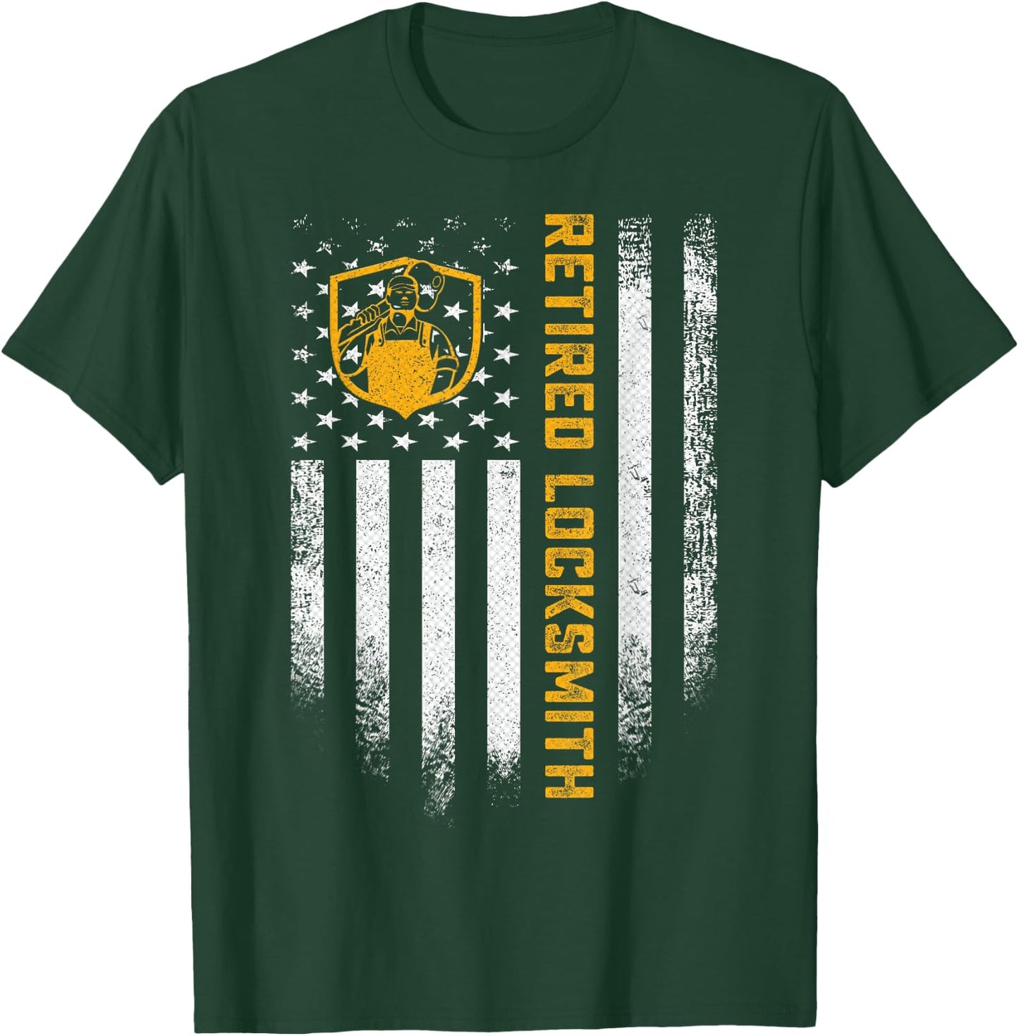 Vintage USA Flag Retired Locksmith Career Retirement Funny T-Shirt - T-Shirt | Forest