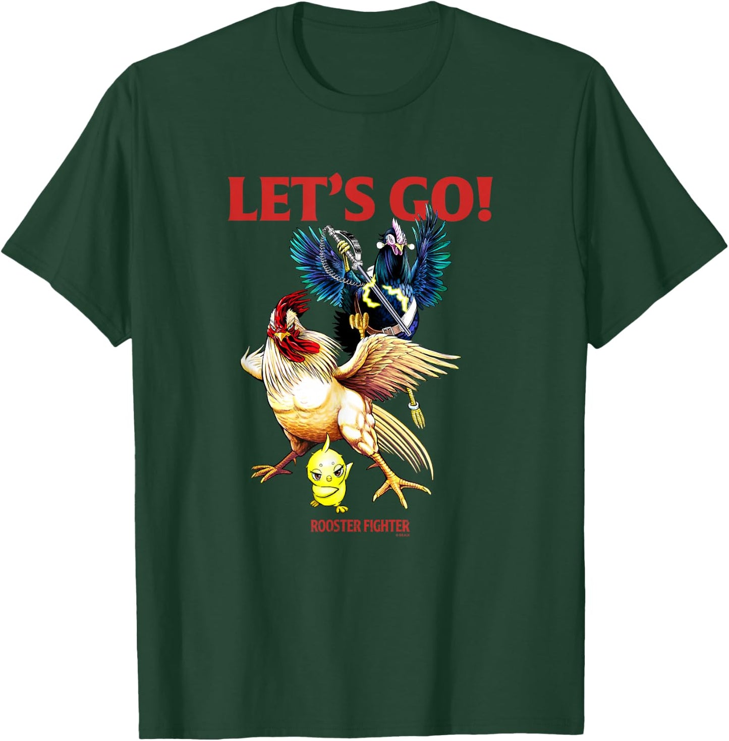 Rooster Fighter : -Adults, Black, Small, Short Sleeve, Classic Fit, Graphic Design T-Shirt - T-Shirt | Forest